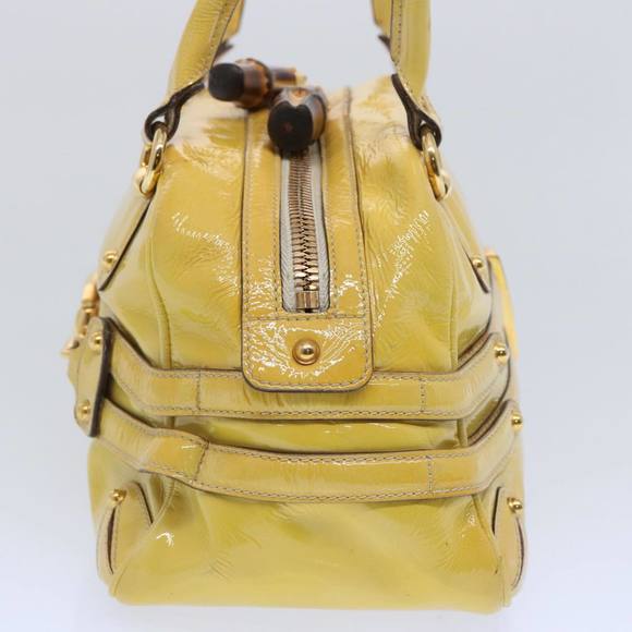 GUCCI Bamboo Hand Bag Enamel Yellow 159399 Auth 62738 - Picture 5 of 16